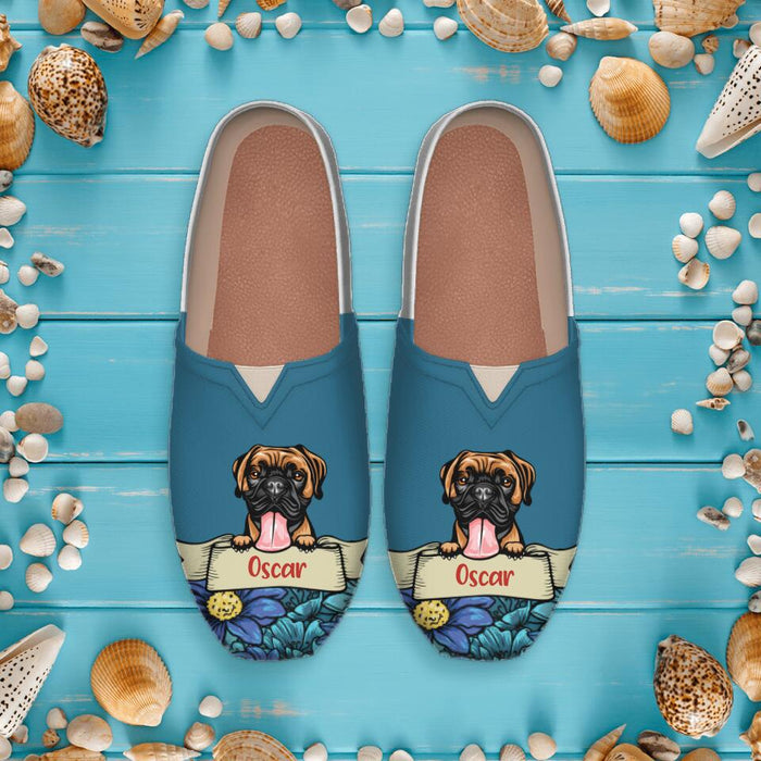 Personalized Dog Women's Canvas Fisherman Shoes - Gift For Dog Lover/Mother's Day 2022 Gift For Mom
