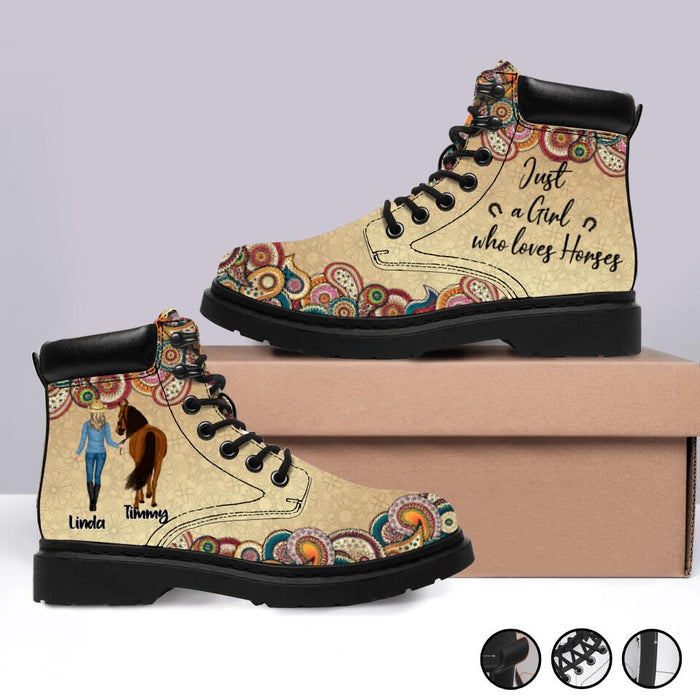 Personalized Horse Girl Season Short Boots - Up to 2 Horses - Gift Idea For Horse Lovers - Never Walk Alone