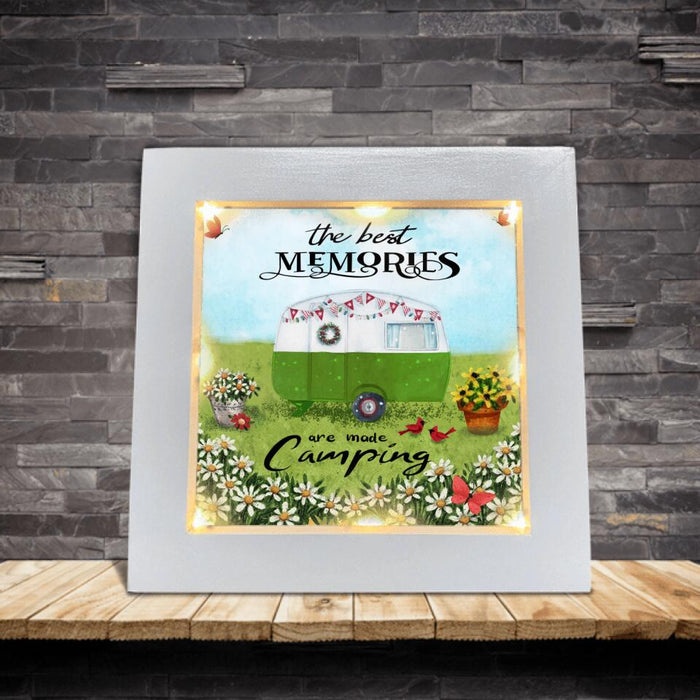 Personalized Happy Campers Frame With Led - Gift Idea For Camping Lover - The Best Memories Are Made Camping