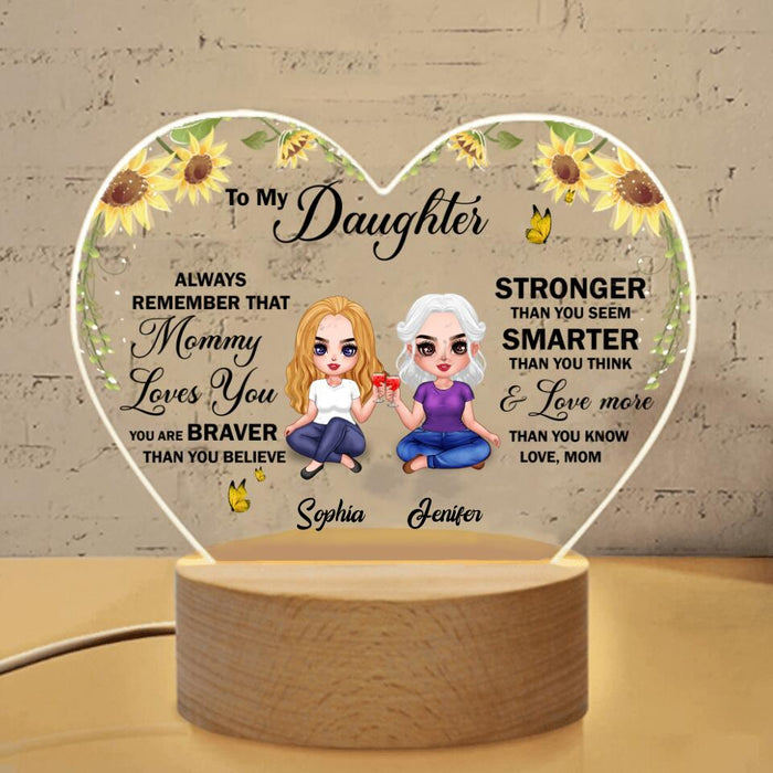 Custom Personalized To My Daughter Heart Acrylic Panel with Light Base - Gift Idea For Daughter's Birthday - Mommy Loves You