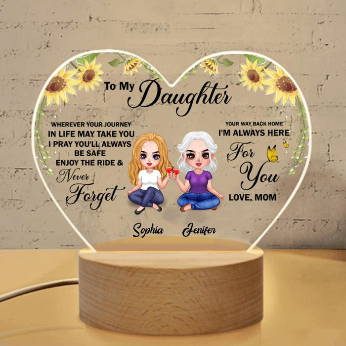 Personalized To Daughter Heart Acrylic Photo Panel with Light Base - Gift Idea For Daughter - I'm Always Here For You
