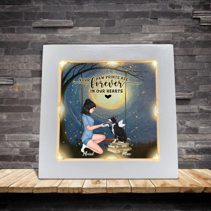 Personalized Dog Mom Frame With Led - Gift Idea For Dog Mom/Dog Lover - Your Paw Prints Are Forever In Our Hearts