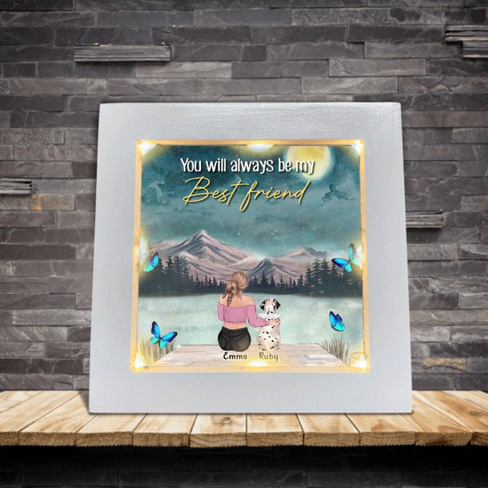 Personalized Memorial Dog Mom/Dog Dad Frame With Led - Gift Idea For Dog Owners/Dog Lovers - Up to 5 Dogs - You Will Always Be My Best Friend