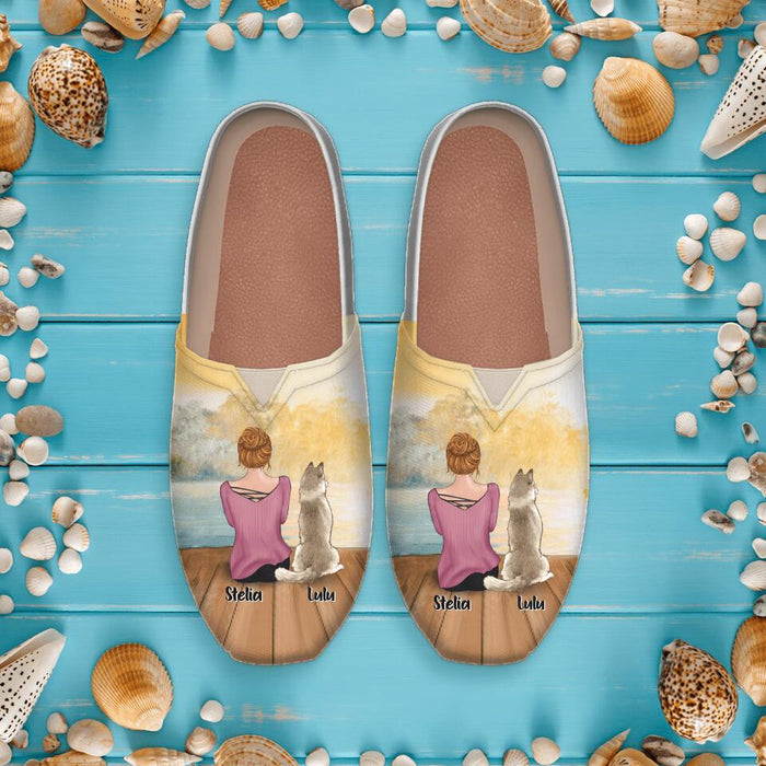 Personalized Dog Mom Women's Canvas Fisherman Shoes - Gift For Dog Lover/Mother's Day Gift For Mom