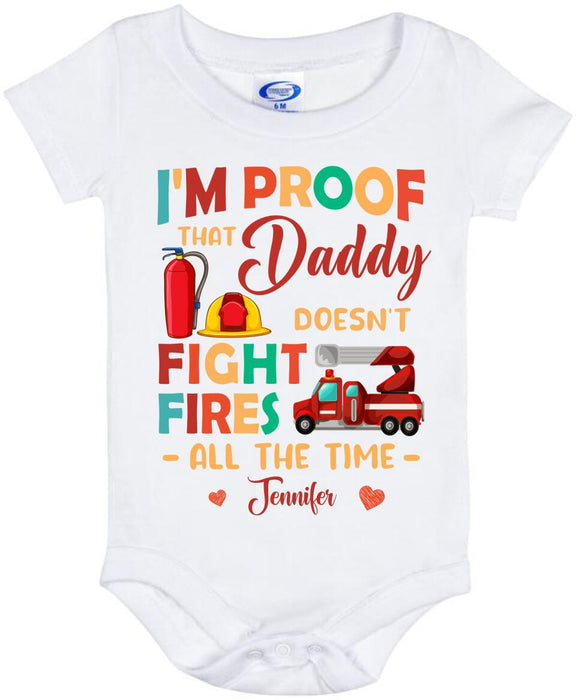 Personalized Daddy Baby Onesie - Gift Idea For Father's Day 2023 - Daddy Doesn't Fight Fires All The Time
