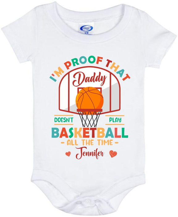 Personalized Daddy Baby Onesie - Gift Idea For Father's Day 2023 - Daddy Doesn't Play Baseketball All The Time