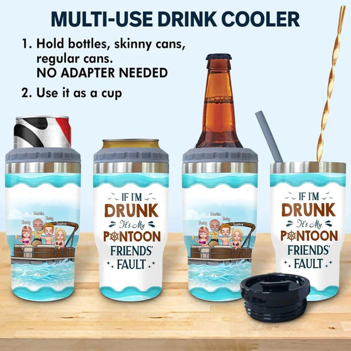 Personalized Pontoon Friends 3 in 1 Can Cooler - Up to 4 People - Gift Idea For Friends/Pontoon Lovers - I Have Crazy Awesome Pontoon Friends And I'm Not Afraid To Use Them