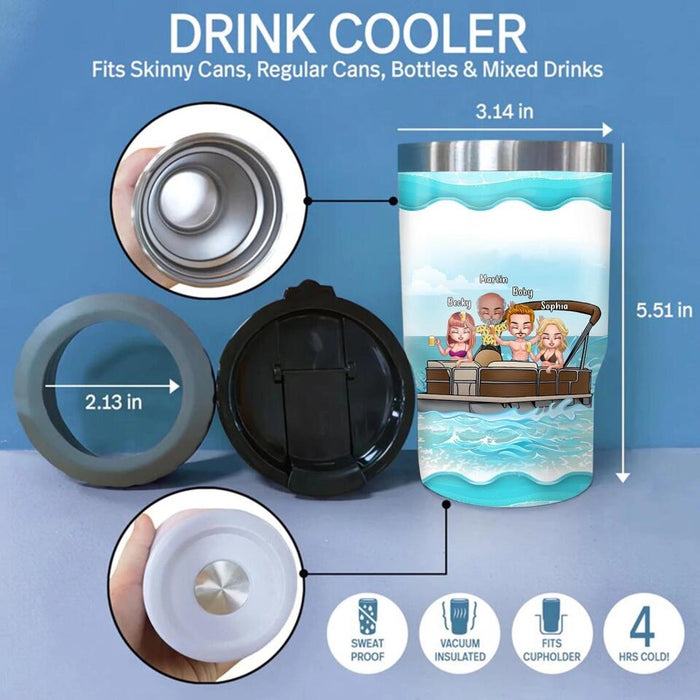 Personalized Pontoon Friends 3 in 1 Can Cooler - Up to 4 People - Gift Idea For Friends/Pontoon Lovers - I Have Crazy Awesome Pontoon Friends And I'm Not Afraid To Use Them