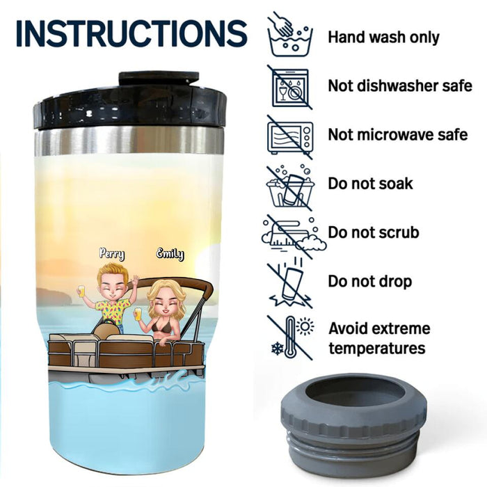 Personalized Pontoon Friends 3 in 1 Can Cooler - Up to 4 People - Gift Idea For Friends/Pontoon Lovers - I Have Crazy Awesome Pontoon Friends And I'm Not Afraid To Use Them