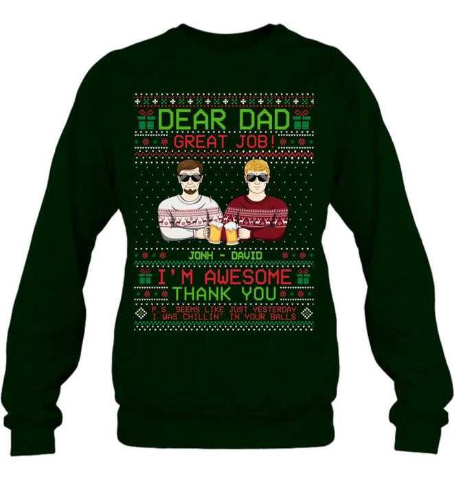 Personalized Great Job Dad Xmas Sweater - Up to 5 People - Christmas Gift Idea For Father - Dear Dad Great Job!