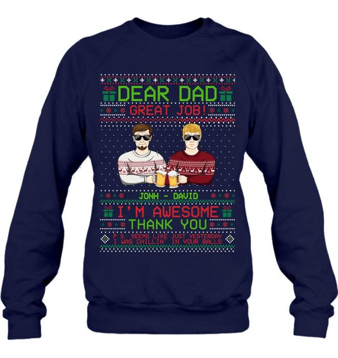 Personalized Great Job Dad Xmas Sweater - Up to 5 People - Christmas Gift Idea For Father - Dear Dad Great Job!