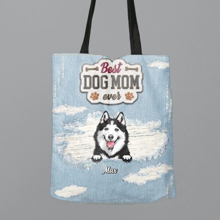 Personalized Dog Canvas Bag - Gift Idea For Dog Owner with up to 4 Dogs - Best Dog Mom Ever