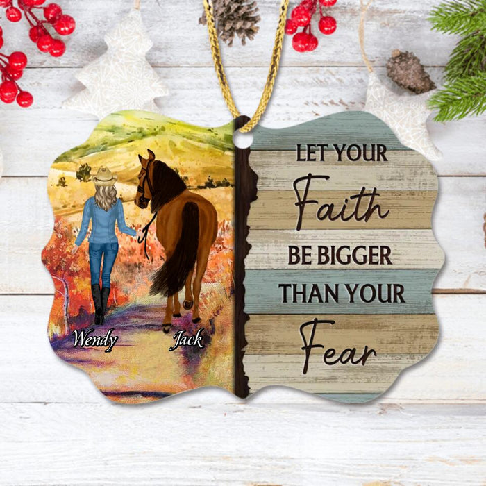 Personalized Horse Rectangle Ornament - Gift Idea For Horse Owners - Let Your Faith Be Bigger Than Your Fear