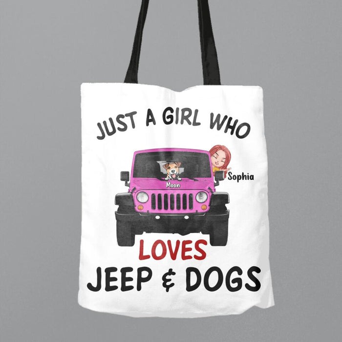 Personalized Dog Mom & Off-road Canvas Bag - Up to 5 Dogs - Best Gift For Dog Lovers/Mother's Day - Just A Girl