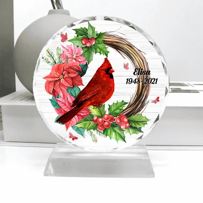 Personalized Cardinals Wreath Memorial Crystal Pendulum