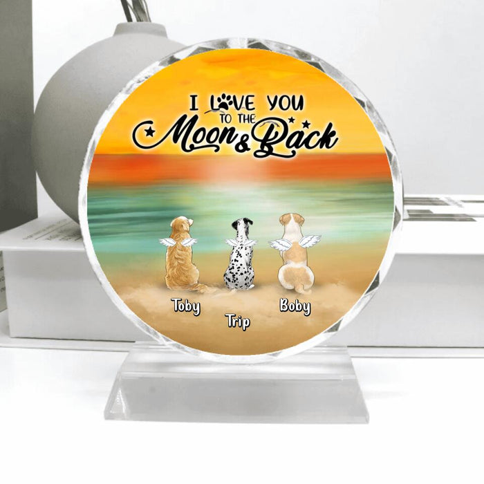 Personalized Memorial Dog Crystal Pendulum - Memorial Gift For Dog Lovers with up to 3 Dogs - I Love You To The Moon & Back