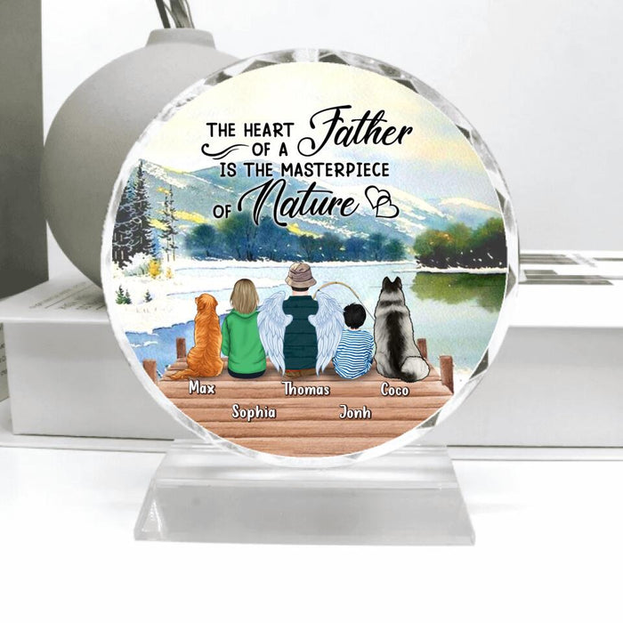 Personalized Father Fishing Crystal Pendulum - Gift Idea For Father/Fishing Lover - Father With Up to 2 Kids And 2 Pets - The Heart Of A Father Is The Masterpiece Of Nature