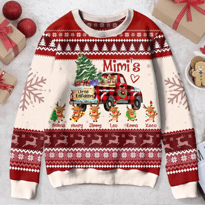 Personalized Grandma Little Reindeer All-Over Print Sweater - Christmas Gift Idea For Grandma And Grandkids With Up to 6 Kids