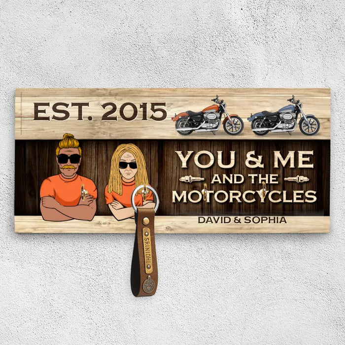 Personalized Biker Couple Key Holder - Gift Idea For Couple/Bikers - You & Me And The Motorcycle
