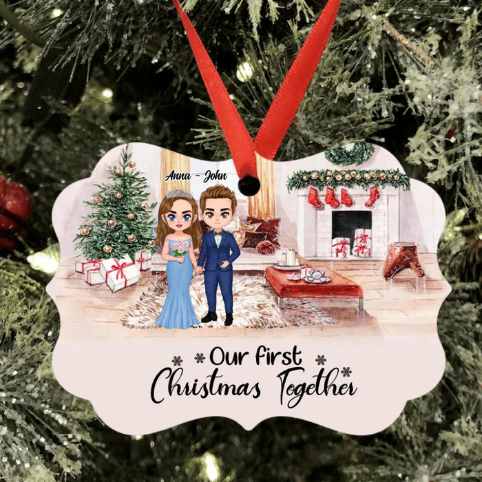 Personalized Couple Xmas Aluminium Ornament - Christmas Gift Idea For Couple/Anniversary Gift - Our First Christmas Together
