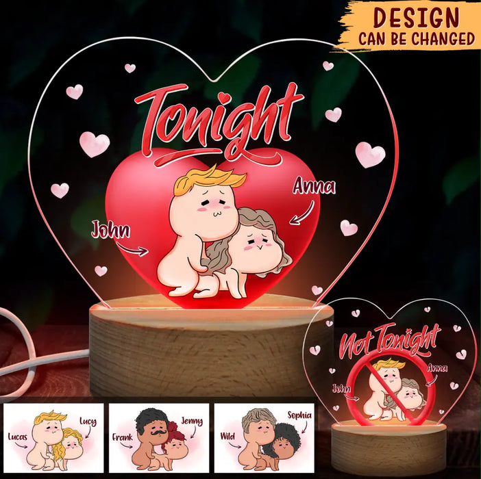 Personalized Heart Acrylic Photo Panel with Light Base - Valentine's Day Gift For Him/Her - Tonight or Not Tonight