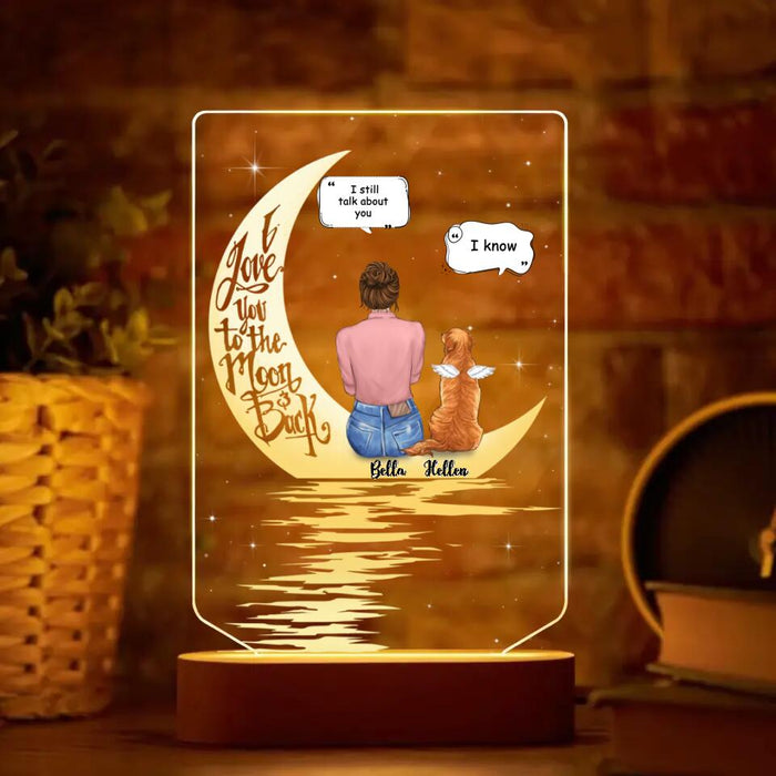Personalized Pet Mom/Dad Acrylic Photo Panel with Lighted Stand - Gift Idea For Pet Mom/Dad - I Lover You To The Moon and Back