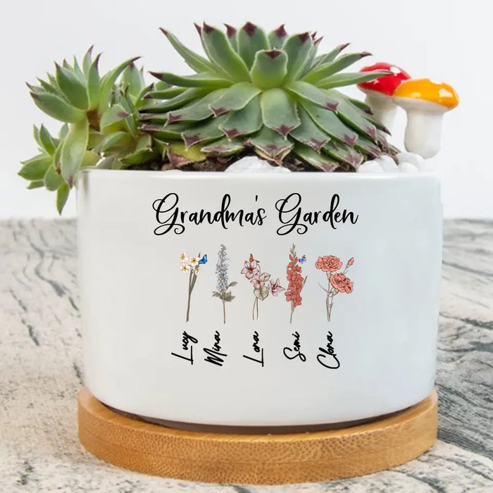 Personalized Grandma Garden Plan Pot - Gift Idea For Grandma - Up to 5 Flowers - Grandma's Garden