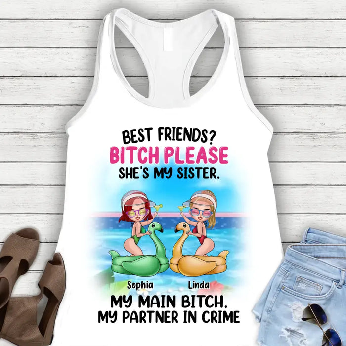 Personalized Besties AOP Women's Racerback Tank Top - Gift Idea For Friends/Besties - Best Friends